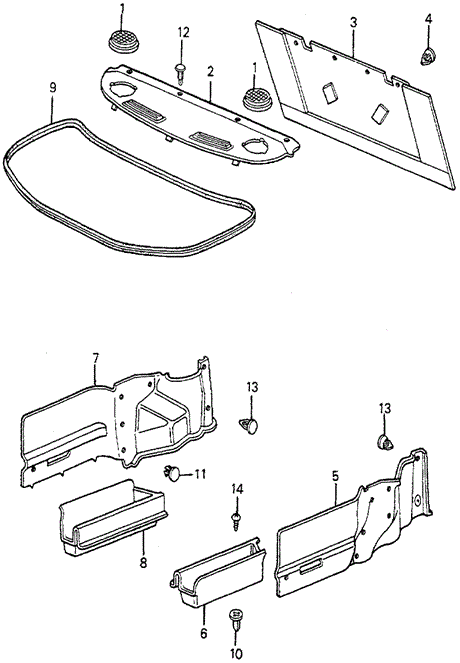 Interior/Bumper/Rear Tray - Trunk Side Tray 4DR for 1983 Honda ACCORD SEDAN #1