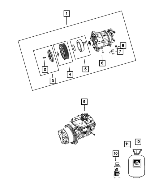 Air Conditioner Compressor and Mounting for 2022 Chrysler Pacifica #1