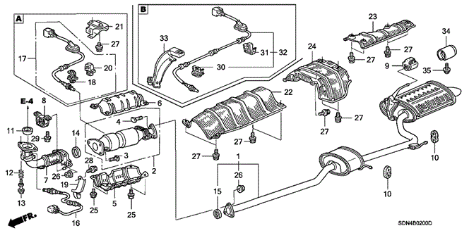 Electrical/Exhaust/Heater/Fuel/Exhaust Pipe (L4) for 2004 Honda ACCORD COUPE #1