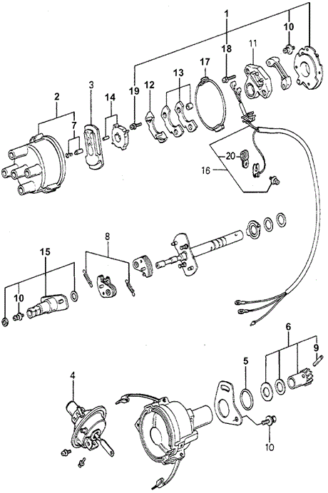 ENGINE/DISTRIBUTOR COMPONENTS (7) for 1981 Honda ACCORD SEDAN #1