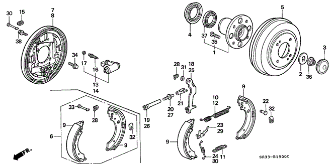 CHASSIS/REAR BRAKE (DRUM) for 1992 Honda CIVIC HATCHBACK #1