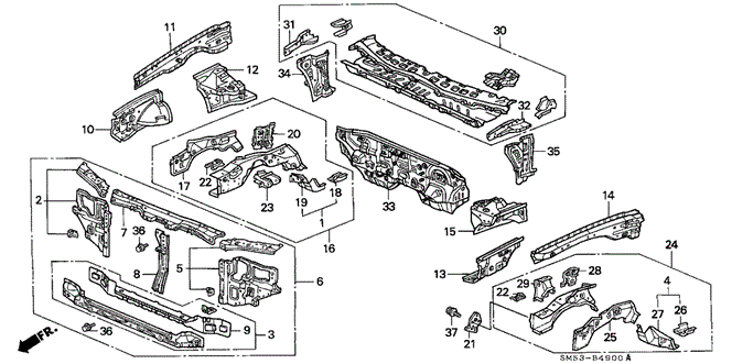 BODY / AIR CONDITIONING/BULKHEAD for 1992 Honda ACCORD 5-DOOR #1