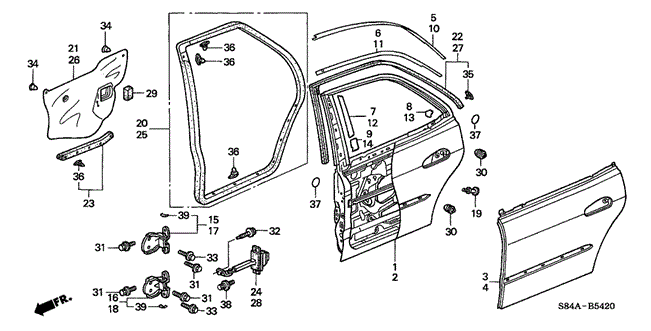 BODY / AIR CONDITIONING/REAR DOOR PANELS for 2002 Honda ACCORD SEDAN #1