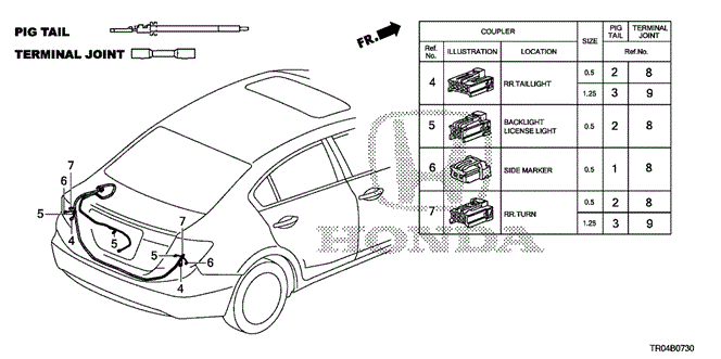 Electrical/Exhaust/Heater/Fuel/Electrical Connectors (RR.) for 2012 Honda CIVIC SEDAN #1