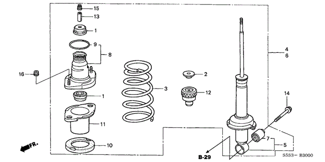 Chassis/Rear Shock Absorber for 2003 Honda CIVIC HATCHBACK #1