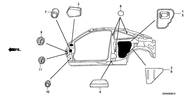 Interior/Bumper/Grommet (Side) for 2007 Honda ACCORD COUPE #1