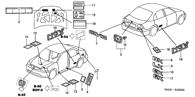 INTERIOR / BUMPER/EMBLEMS - CAUTION LABELS for 2001 Honda CIVIC SEDAN #1
