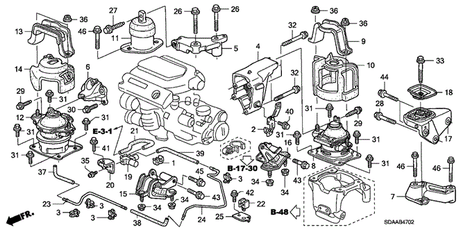Body/Air Conditioning/Engine Mounts (V6) (MT) for 2007 Honda ACCORD SEDAN #1