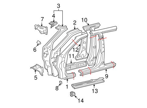 BODY/HINGE PILLAR for 2004 Toyota Avalon #1