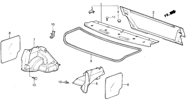 1987 Honda CIVIC SEDAN GL PAD, L. TRUNK SIDE *NH84L* (HALF BLACK) - (83835SB4000ZB) 1987 Honda CIVIC SEDAN GL PAD, L. TRUNK SIDE *NH84L* (HALF BLACK) - (83835SB4000ZB)