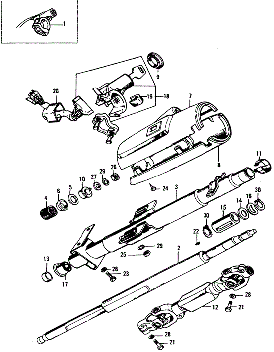 CHASSIS/STEERING COLUMN for 1973 Honda CIVIC 1200 COUPE #1