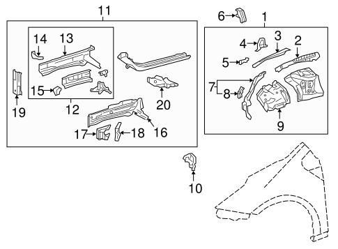 BODY/STRUCTURAL COMPONENTS & RAILS for 2016 Toyota Prius #1