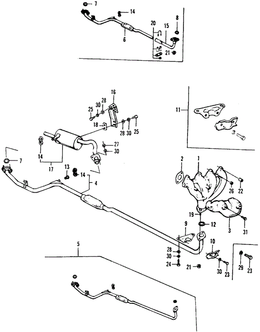 ELECTRICAL / EXHAUST / HEATER / FUEL/EXHAUST MANIFOLD - EXHAUST PIPE ('73-'74) for 1973 Honda CIVIC 1200 COUPE #1