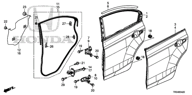 Body/Air Conditioning/Rear Door Panels for 2012 Honda CIVIC SEDAN #1