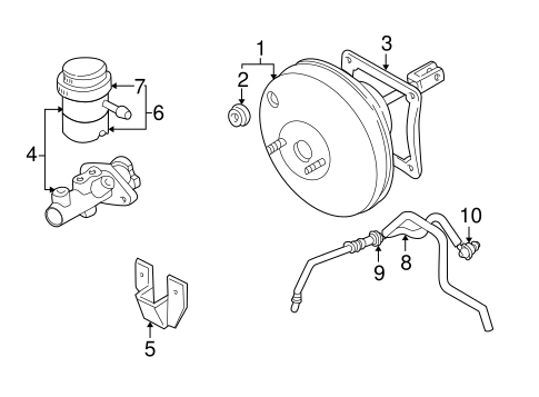 V40 MASTER CYLINDER - COMPONENTS ON DASH PANEL
