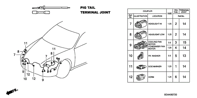 ELECTRICAL / EXHAUST / HEATER / FUEL/ELECTRICAL CONNECTOR (FR.) for 2007 Honda ACCORD SEDAN #1