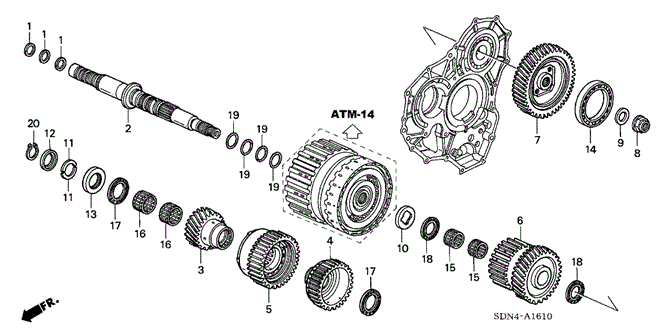 Transmission - Automatic/AT Secondary Shaft (V6) for 2003 Honda ACCORD COUPE #1