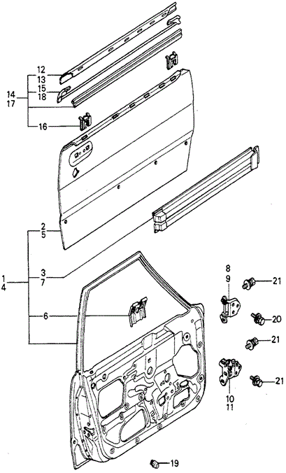 BODY / AIR CONDITIONING/FRONT DOOR PANELS for 1981 Honda ACCORD SEDAN #1