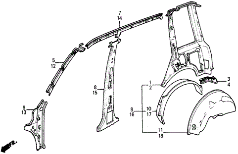 BODY / AIR CONDITIONING/INNER PANEL for 1986 Honda CIVIC 5-DOOR #1