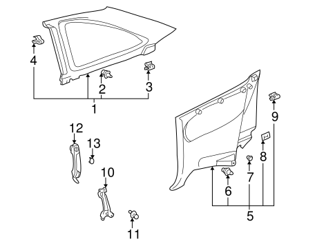 BODY/INTERIOR TRIM - QUARTER PANELS for 2001 Toyota Solara #1