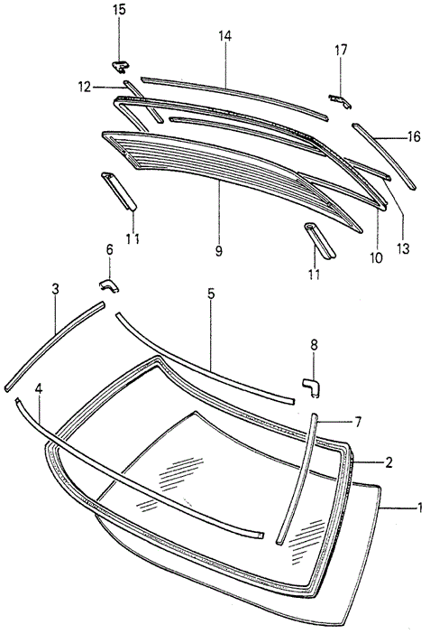 BODY / AIR CONDITIONING/WINDSHIELD - REAR WINDOW for 1980 Honda ACCORD HATCHBACK #1