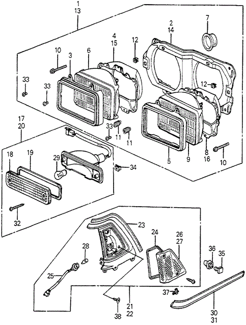 ELECTRICAL / EXHAUST / HEATER / FUEL/HEADLIGHT - FRONT COMBINATION LIGHT for 1982 Honda ACCORD HATCHBACK #1