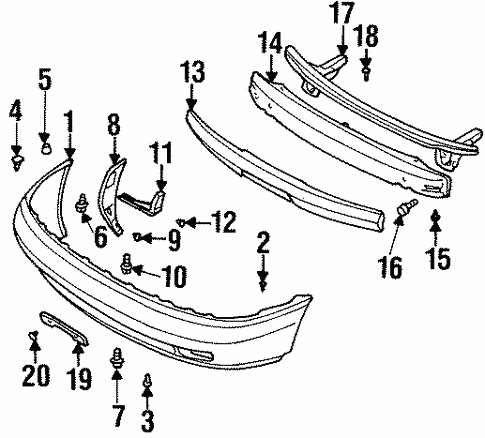 Bumper & Components - Front for 1995 Subaru Legacy #0