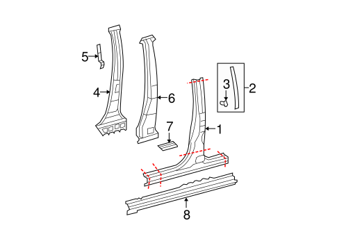 BODY/CENTER PILLAR & ROCKER for 2008 Toyota Tundra #2
