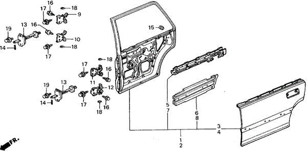BODY / AIR CONDITIONING/REAR DOOR PANELS for 1991 Honda CIVIC 5-DOOR #1
