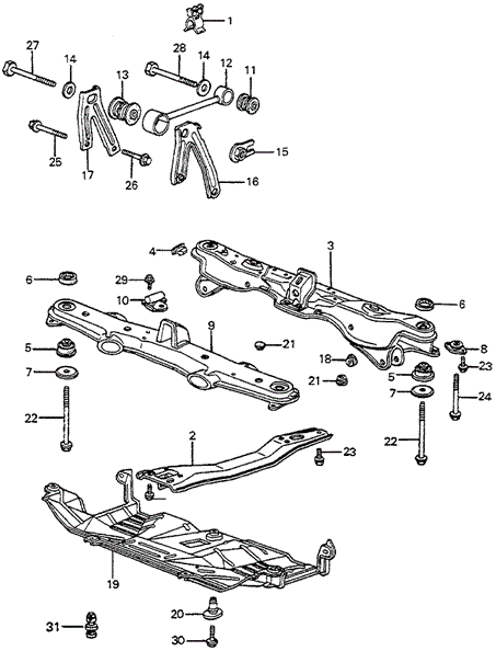 BODY / AIR CONDITIONING/TORQUE ROD - FRONT BEAM for 1983 Honda ACCORD HATCHBACK #1