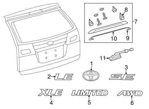 BODY/EXTERIOR TRIM - LIFT GATE for 2012 Toyota Sienna #1