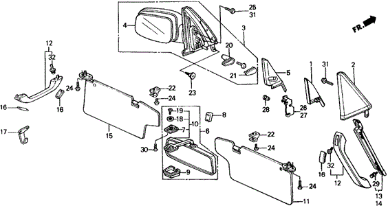 INTERIOR / BUMPER/INTERIOR ACCESSORIES for 1990 Honda CIVIC 5-DOOR #1