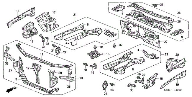 BODY / AIR CONDITIONING/FRONT BULKHEAD for 1998 Honda ACCORD COUPE #1