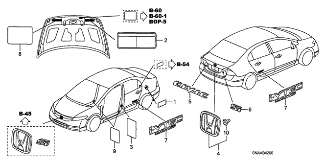 INTERIOR / BUMPER/EMBLEMS - CAUTION LABELS for 2009 Honda CIVIC SEDAN #1