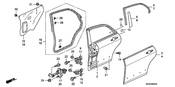 Body/Air Conditioning/Rear Door Panels for 2007 Honda ACCORD SEDAN #1