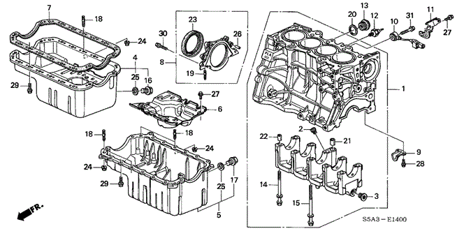 ENGINE/CYLINDER BLOCK - OIL PAN for 2004 Honda CIVIC COUPE #1