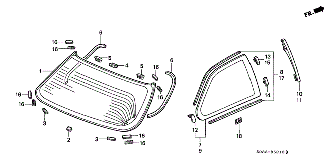 BODY / AIR CONDITIONING/REAR WINDSHIELD - QUARTER WINDOWS for 2000 Honda CIVIC HATCHBACK #1