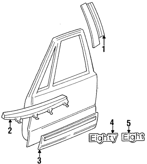 Exterior Trim - Front Door for 1998 Oldsmobile 88 #0
