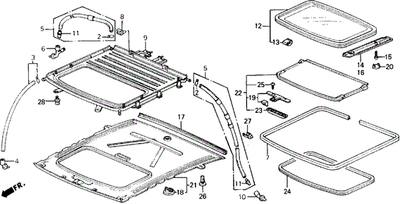 Slide Roof Frame - Glass for 1991 Honda Prelude #0