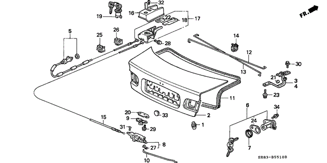 BODY / AIR CONDITIONING/TRUNK LID for 1993 Honda CIVIC COUPE #1