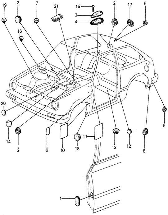 INTERIOR / BUMPER/GROMMET - PLUG for 1982 Honda CIVIC 5-DOOR #1
