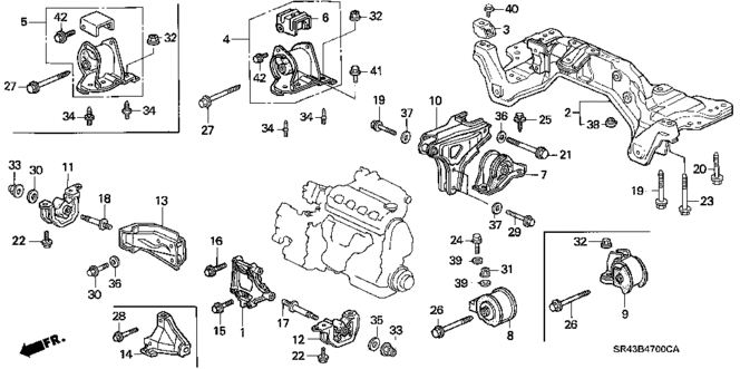BODY / AIR CONDITIONING/ENGINE MOUNT (1) for 1993 Honda CIVIC SEDAN #1