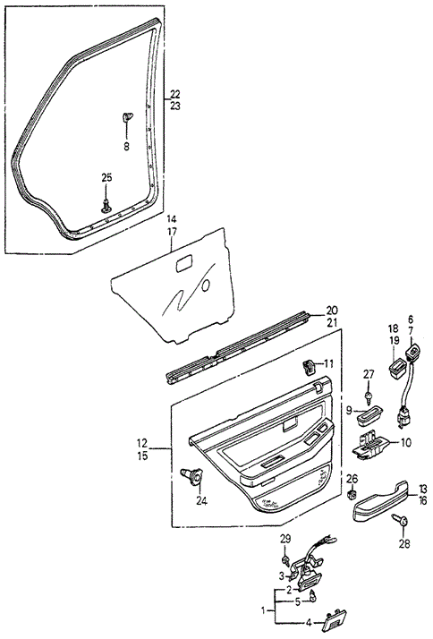 INTERIOR / BUMPER/REAR DOOR LINING 4DR for 1985 Honda ACCORD SEDAN #1