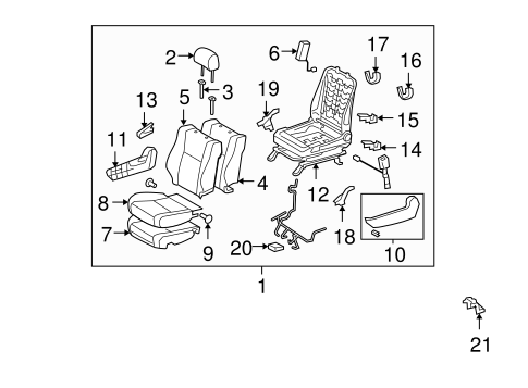 BODY/PASSENGER SEAT COMPONENTS for 2010 Toyota Tundra #3