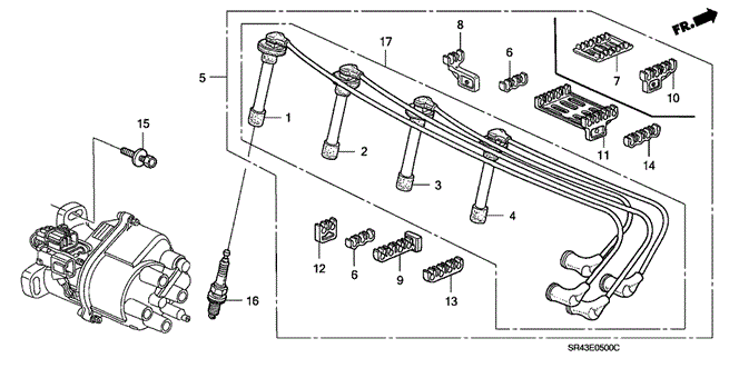 ENGINE/HIGH TENSION CORD - SPARK PLUG for 1993 Honda CIVIC SEDAN #1