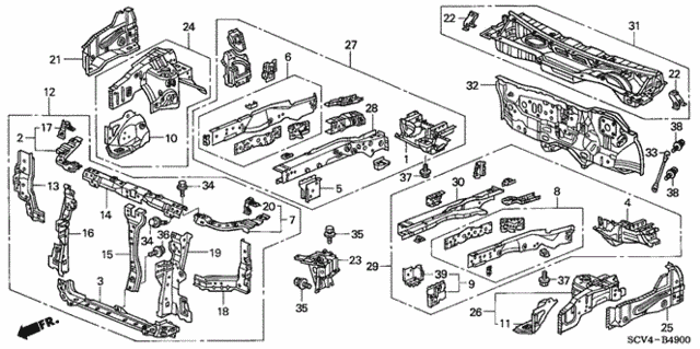 Front Bulkhead - Dashboard for 2006 Honda Element #0