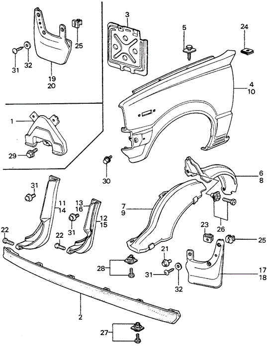 BODY / AIR CONDITIONING/FRONT FENDER for 1982 Honda CIVIC HATCHBACK #1
