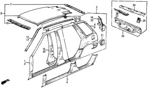 BODY / AIR CONDITIONING/OUTER PANEL for 1985 Honda CIVIC 5-DOOR #1