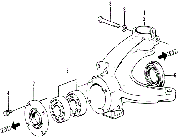 CHASSIS/STEERING KNUCKLE for 1973 Honda CIVIC 1200 COUPE #1