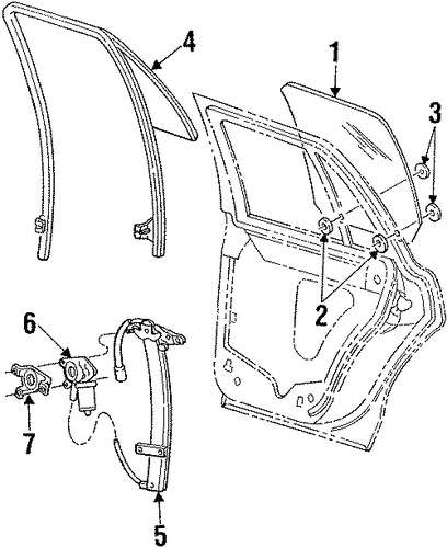 Grand Marquis GLASS - REAR DOOR
